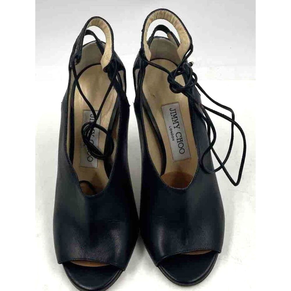 Authentic Jimmy Choo "SAYRA 100" Black Stiletto High Heel Booties Size EUR 36.5
